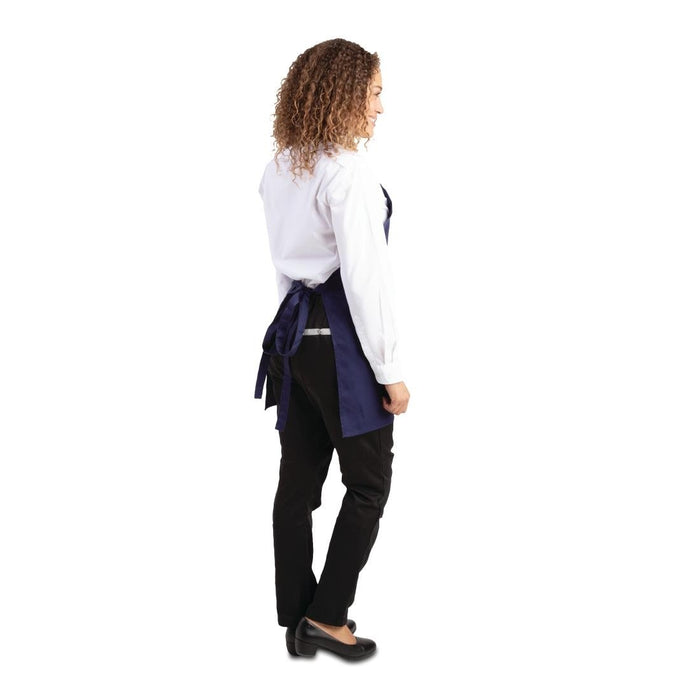 Whites halterschort met V-hals donkerblauw