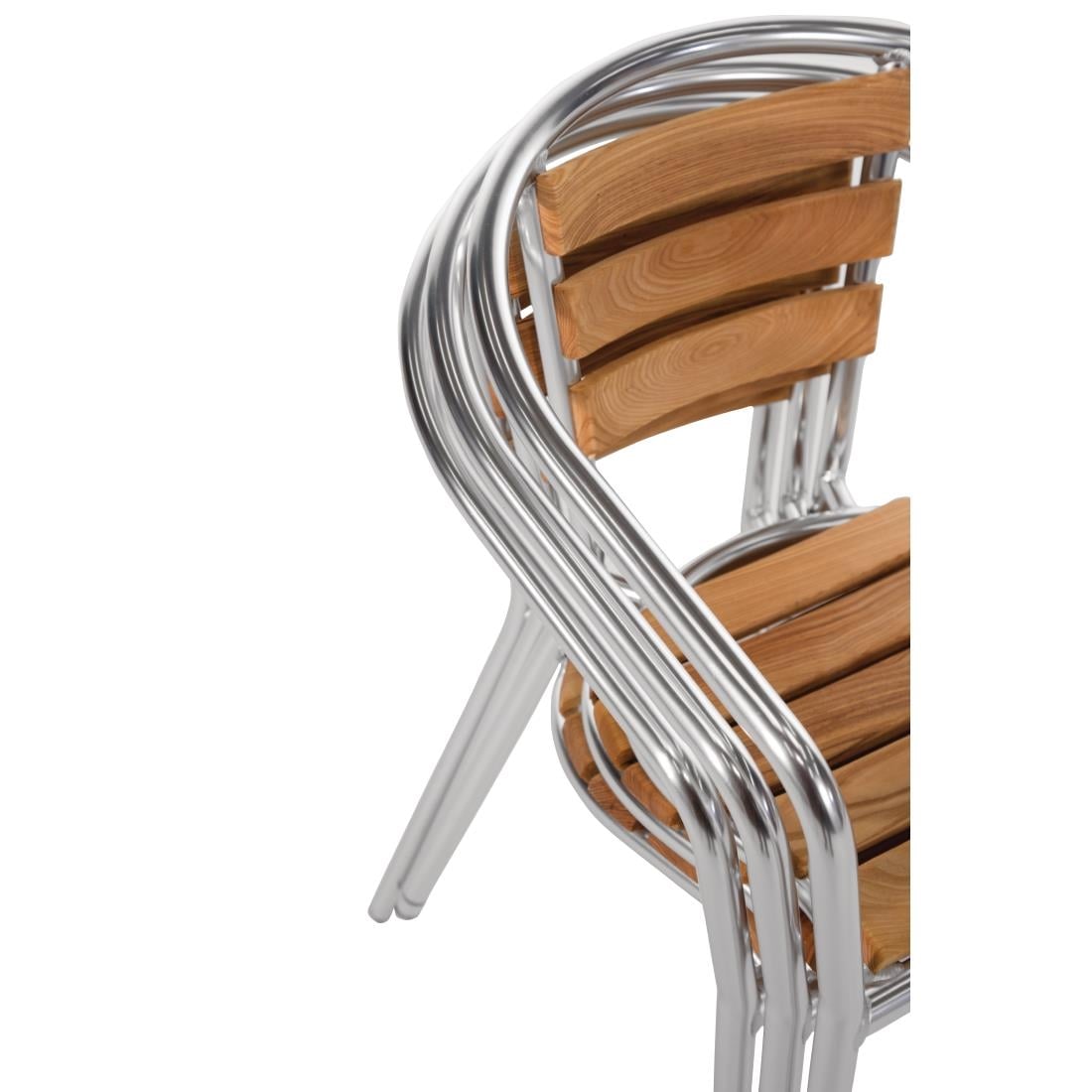 Bolero aluminium en essenhouten stoelen met armleuning (4 stuks)