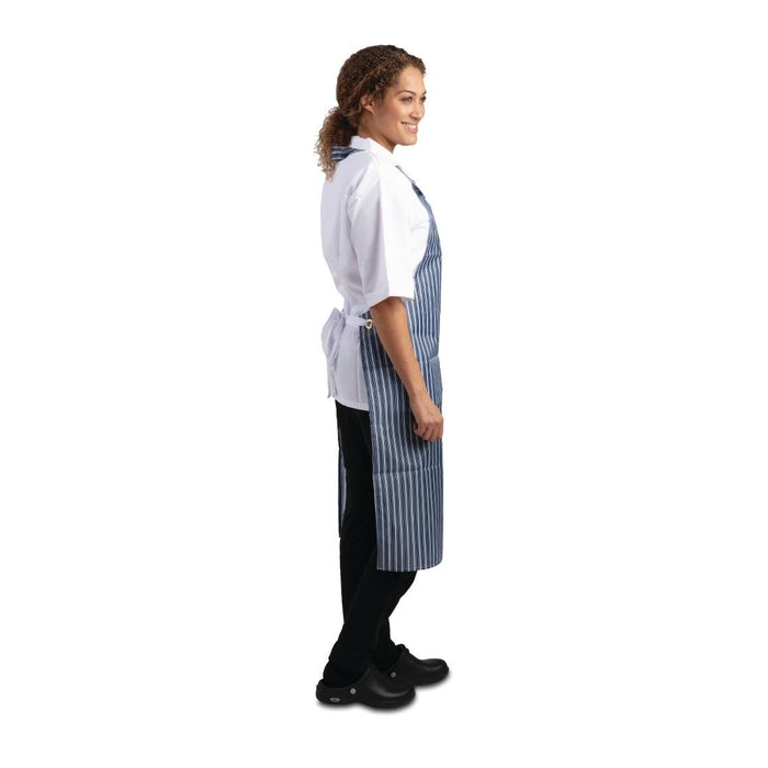 Whites waterdicht schort blauw-wit gestreept