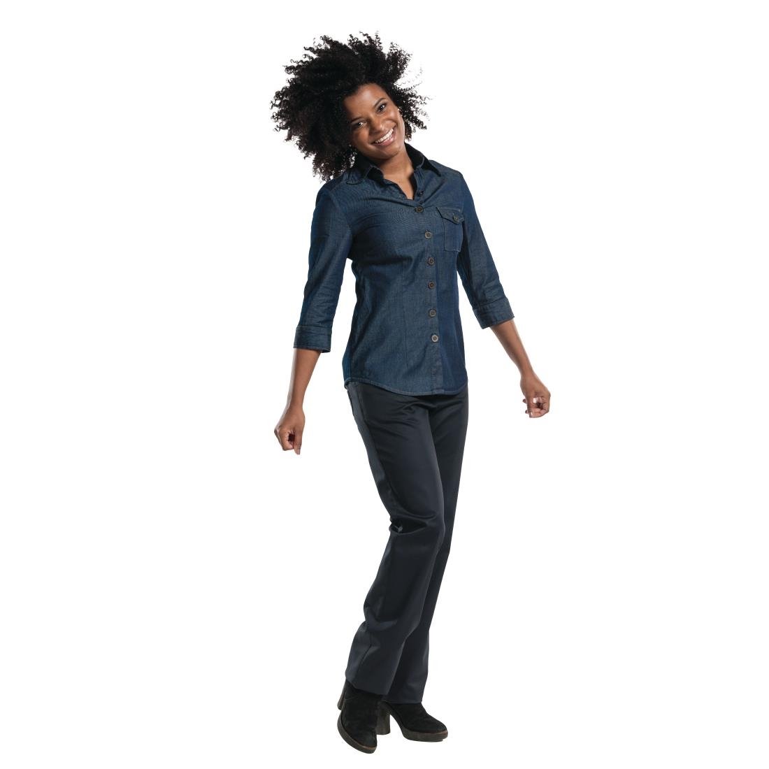 Chaud Devant Blue Denim Stretch dames blouse 3kwart mouw XXL