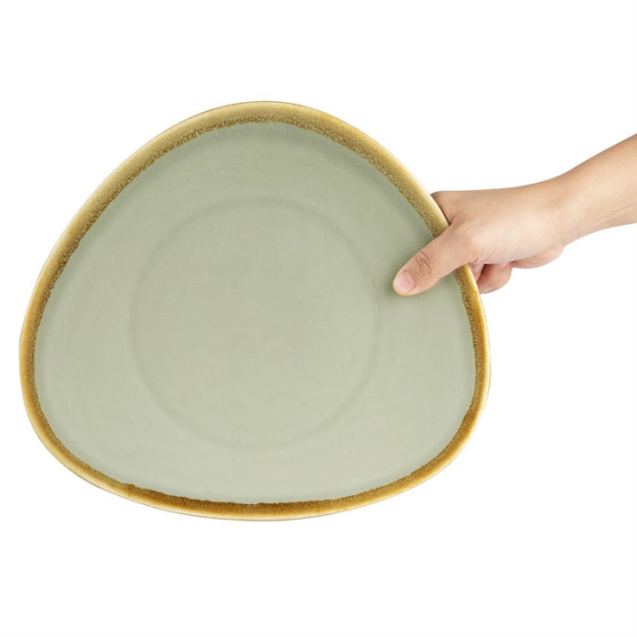 Olympia Kiln driehoekige borden mosgroen 28cm (4 stuks)