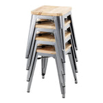 Bolero Bistro stalen kruk met houten zitting - grijs (4 stuks)