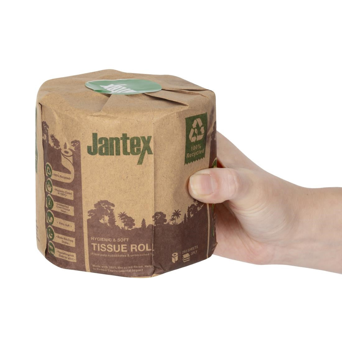 Jantex Groen 100% Gerecycled Gewikkeld Toiletpapier 3-laags 260 Vellen (36 Pak)