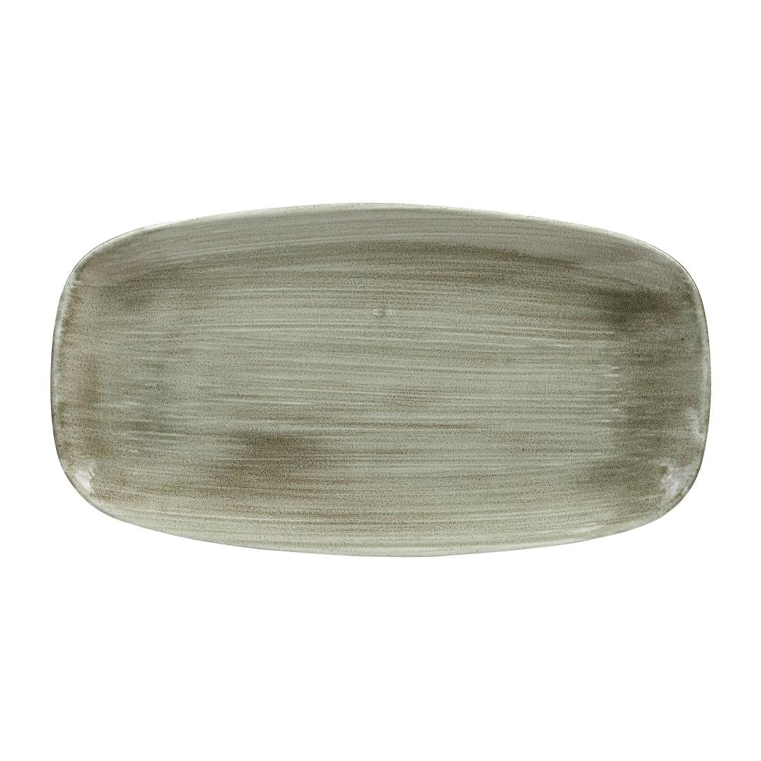 Churchill Stonecast Patina Burnished Green Chefs Ovaal Bord 35.2 x 18.7cm (pak van 6)