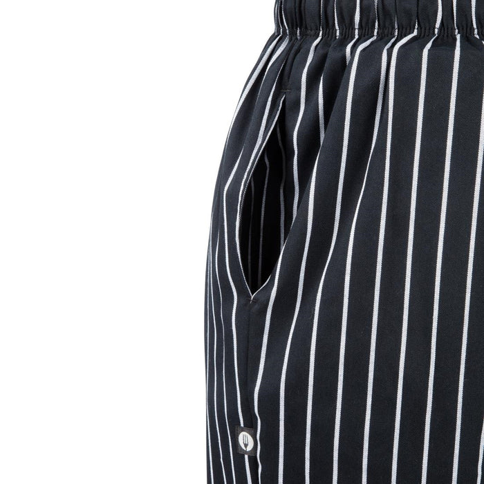 Chef Works Designer baggy koksbroek zwart-wit gestreept S