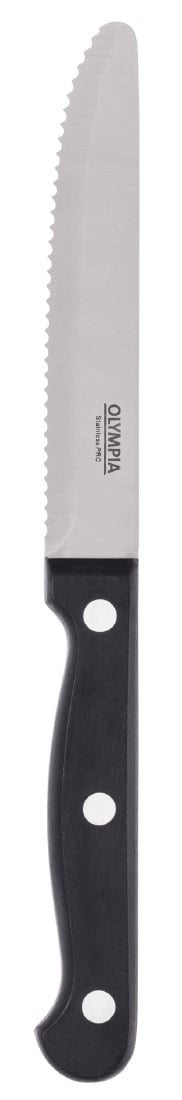 Olympia steakmessen met ronde punt zwart (12 stuks)