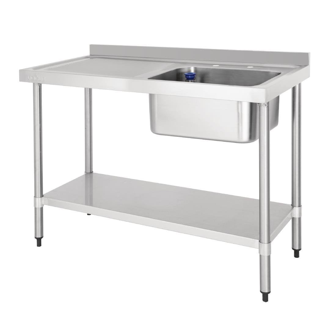 Vogue RVS spoeltafel enkele spoelbak afdruiprek links 120x60cm