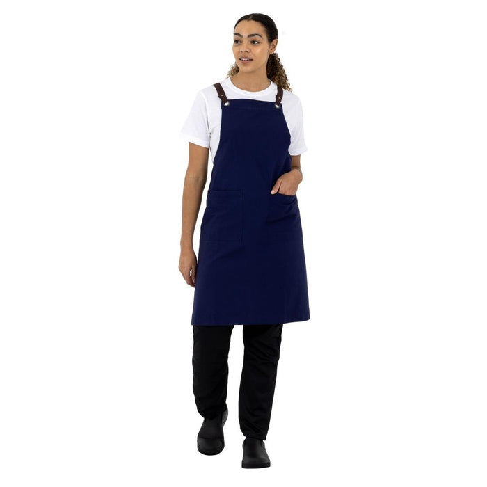 Southside Cotton canvas halterschort marineblauw