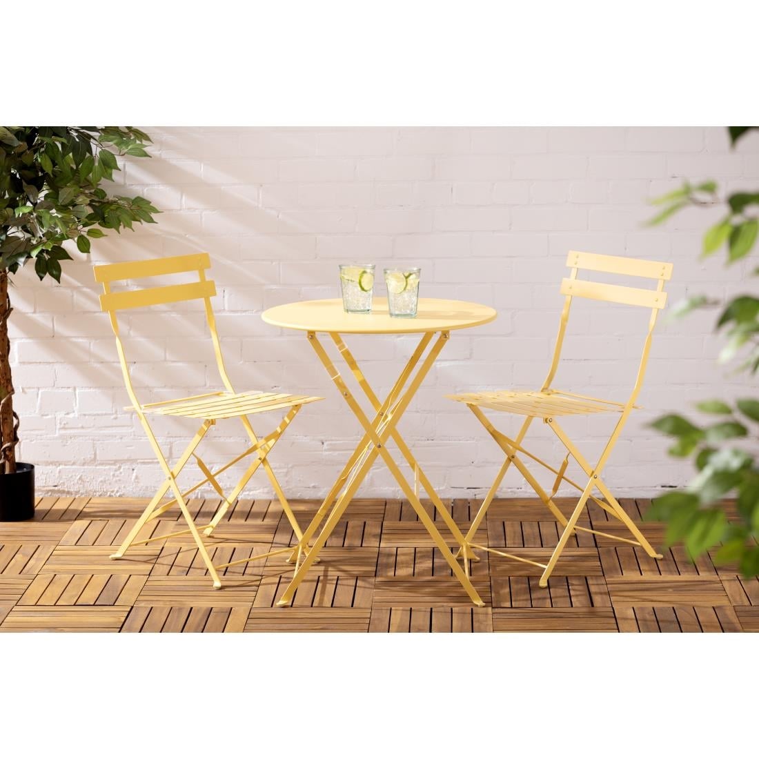 Bolero Perth zachtgele trottoirstijl ronde tafel 600 mm