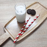 Fiesta Composteerbare Papieren Lepelrietje Rood & Wit Gestreept 210x8mm (Pak Van 250)