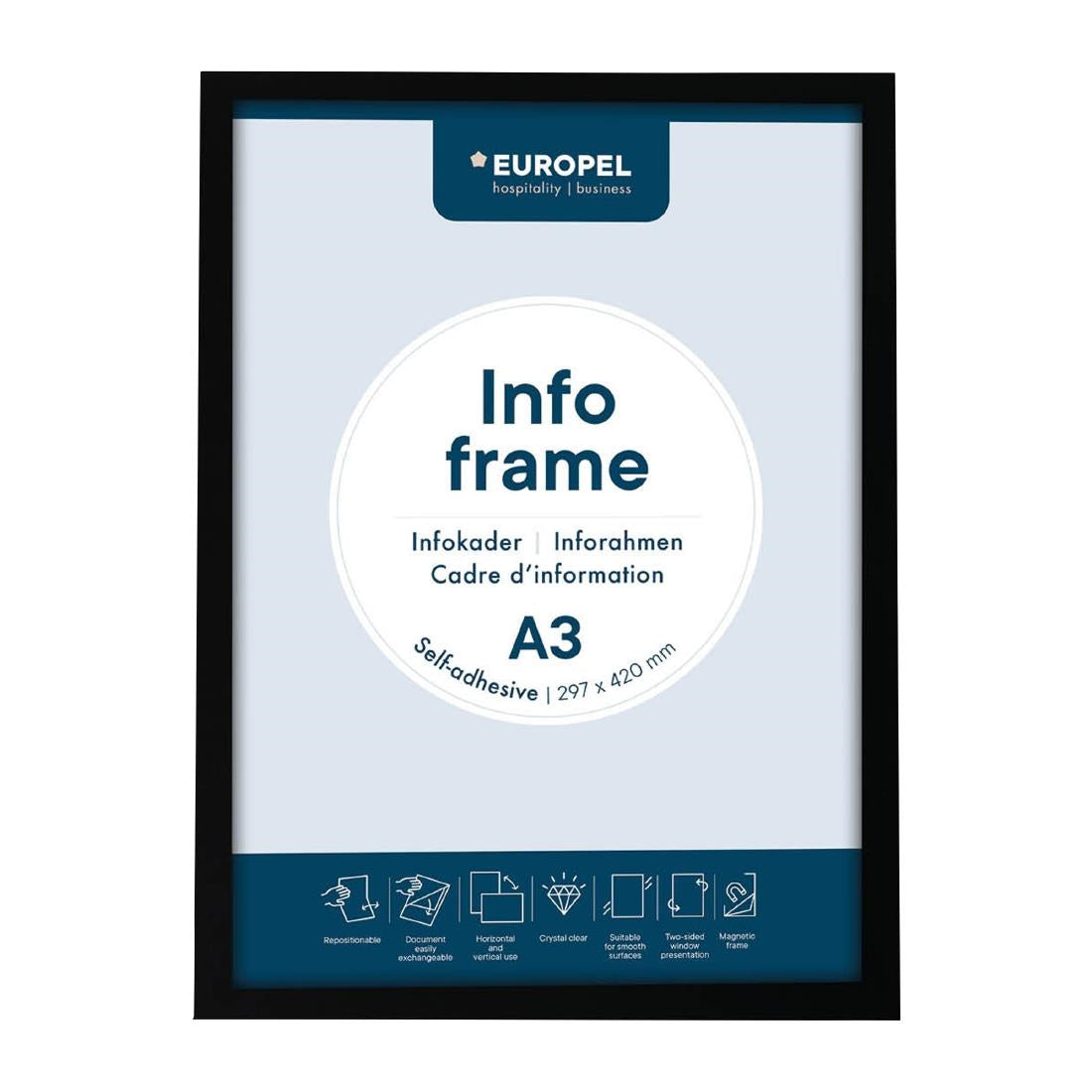 Europel Info Kader / Zelfklevende Set 2 Stuks A3 Zwart