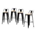 Bolero Bistro hoge barstoel met houten zitting zwart (4 stuks)
