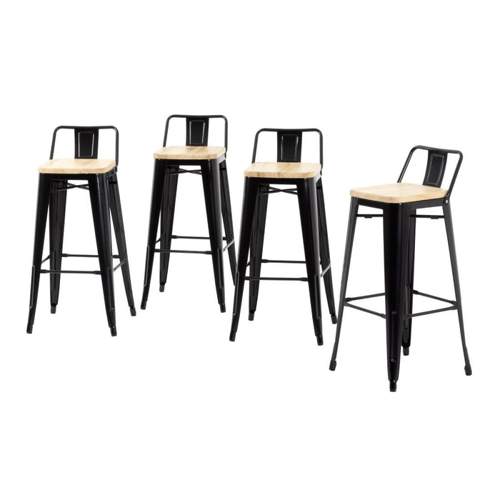 Bolero Bistro hoge barstoel met houten zitting zwart (4 stuks)