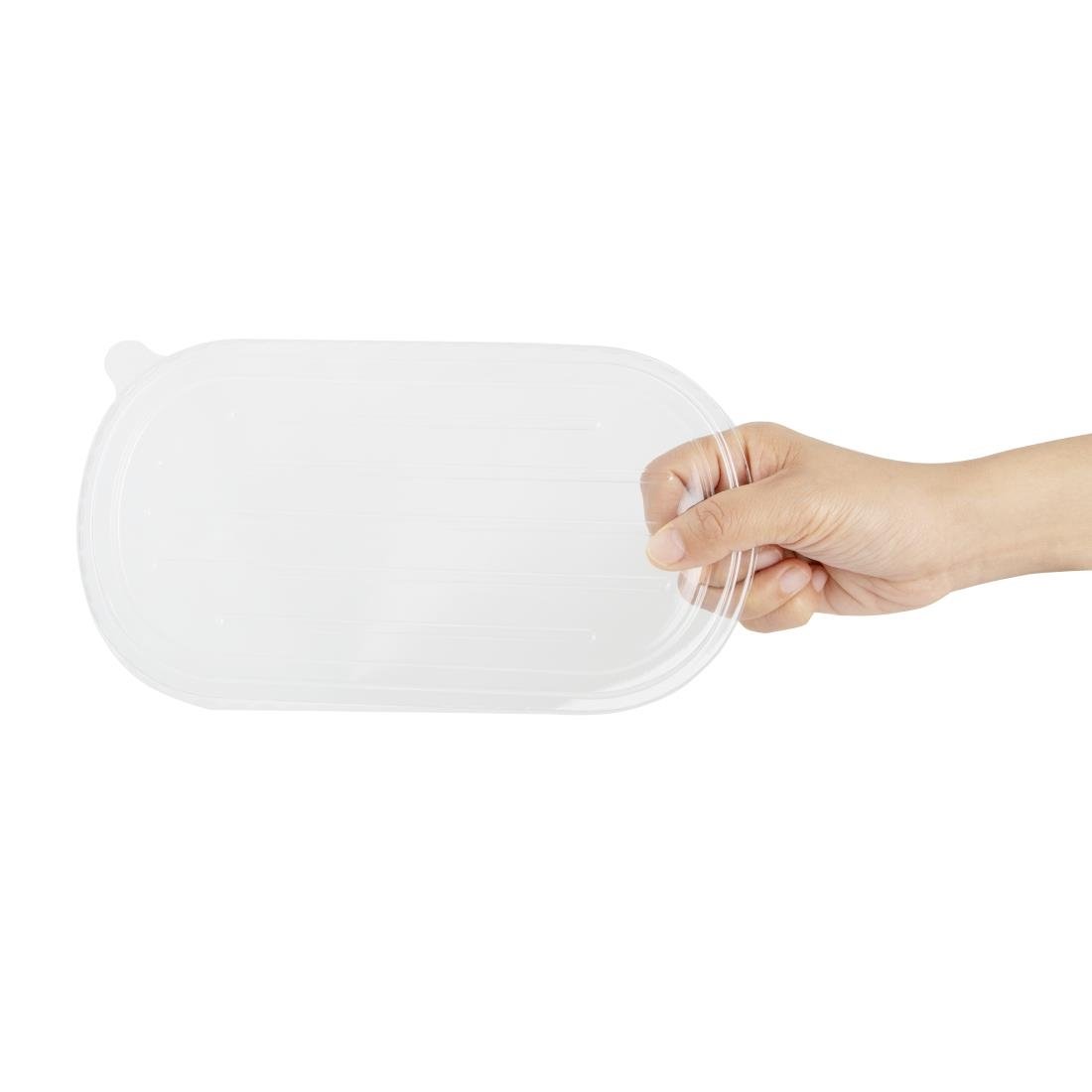 Fiesta Recycleerbare Pet Deksels Voor Bagasse Ovale Containers (Pak Van 100)