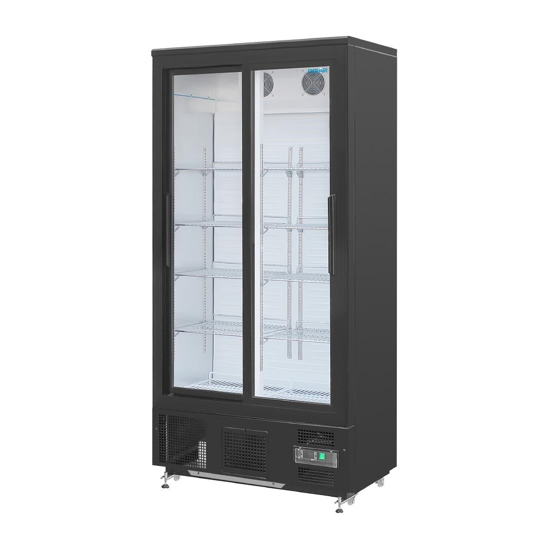 Polar G-serie staande barkoeling/display koeling met schuifdeuren 490L zwart
