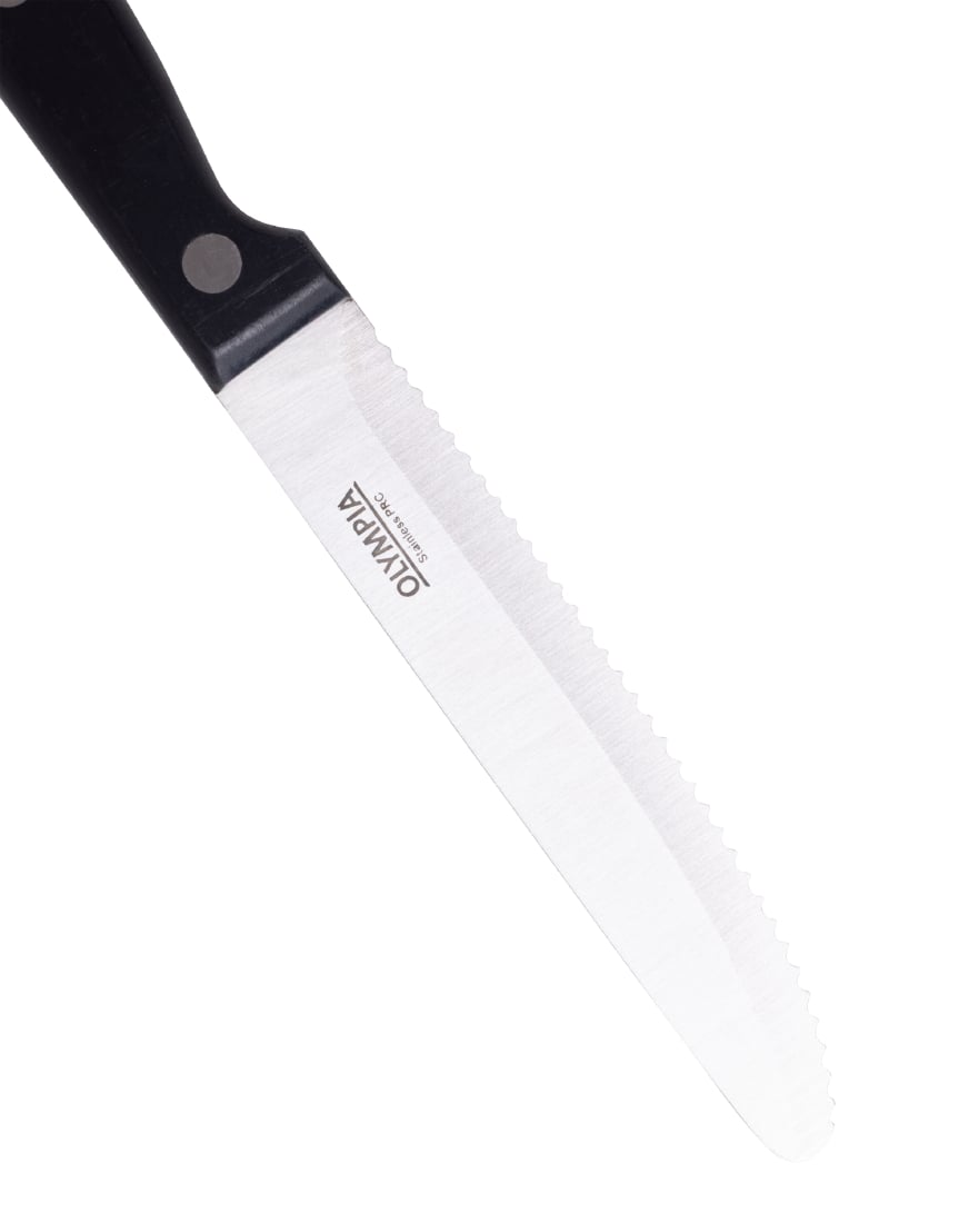 Olympia steakmessen met ronde punt zwart (12 stuks)