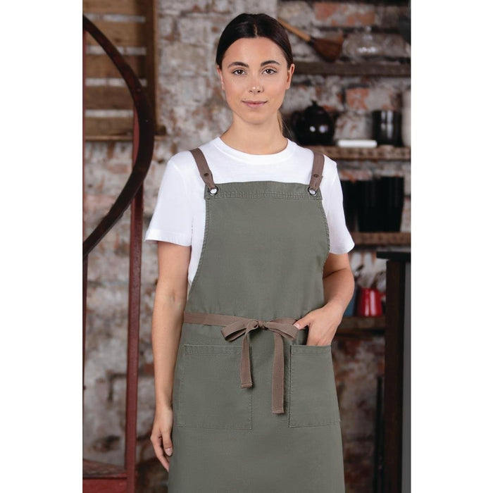 Soutside katoenen halterschort khaki