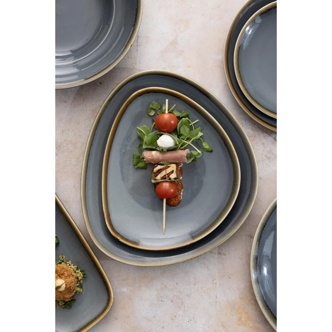 Olympia Kiln driehoekige borden blauw 16,5cm (6 stuks)