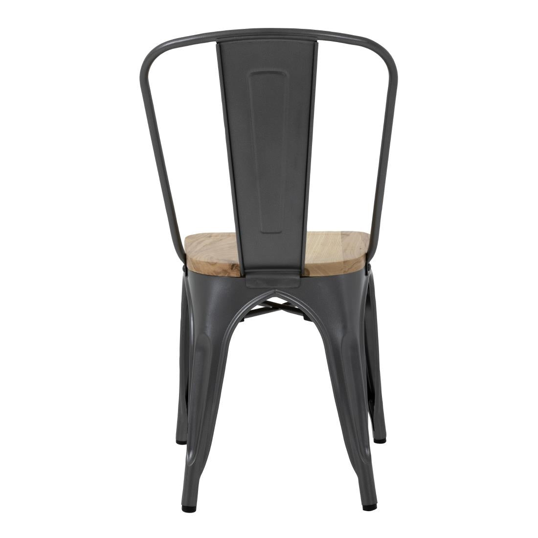 Bolero Bistro stalen stoelen met houten zitting grijs (4 stuks)