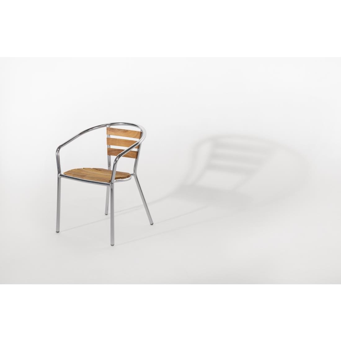 Bolero aluminium en essenhouten stoelen met armleuning (4 stuks)
