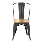 Bolero Bistro stalen stoelen met houten zitting grijs (4 stuks)