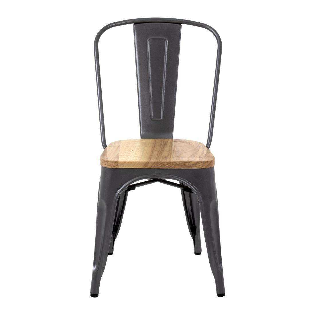 Bolero Bistro stalen stoelen met houten zitting grijs (4 stuks)