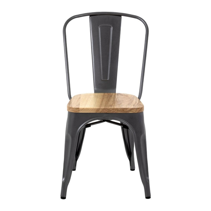 Bolero Bistro stalen stoelen met houten zitting grijs (4 stuks)