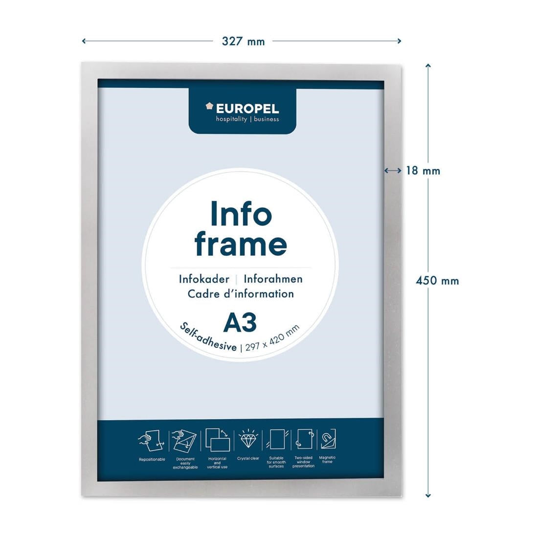 Europel Infolijst / Zelfklevende Set 2 Stuks A3 Zilver