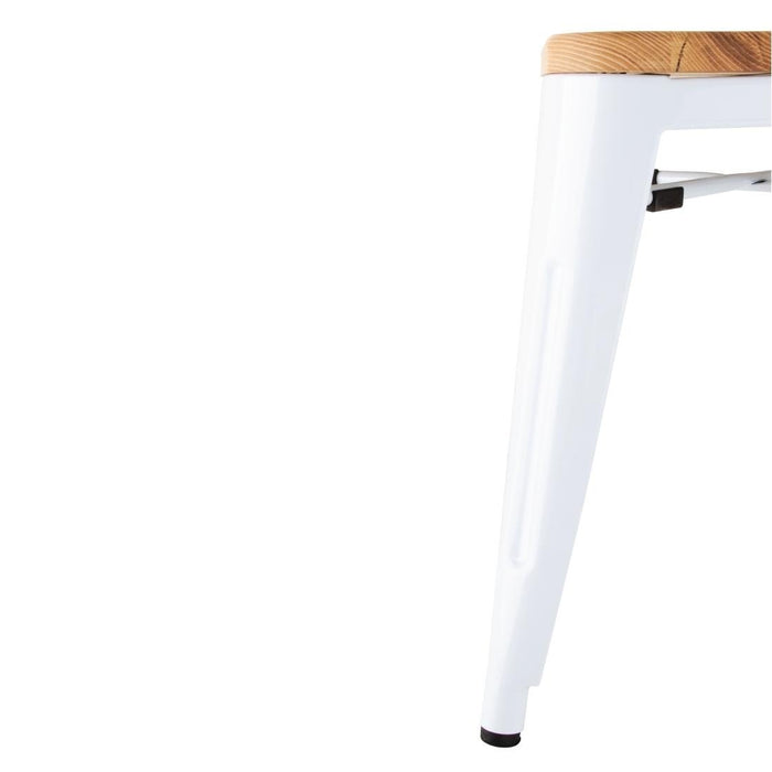 Bolero Bistro Lage Krukken Met Houten Zitkussen Wit (4 Stuks)