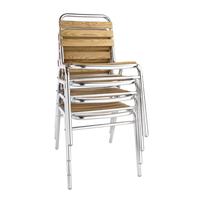 Bolero aluminium en essenhouten stoelen (4 stuks)