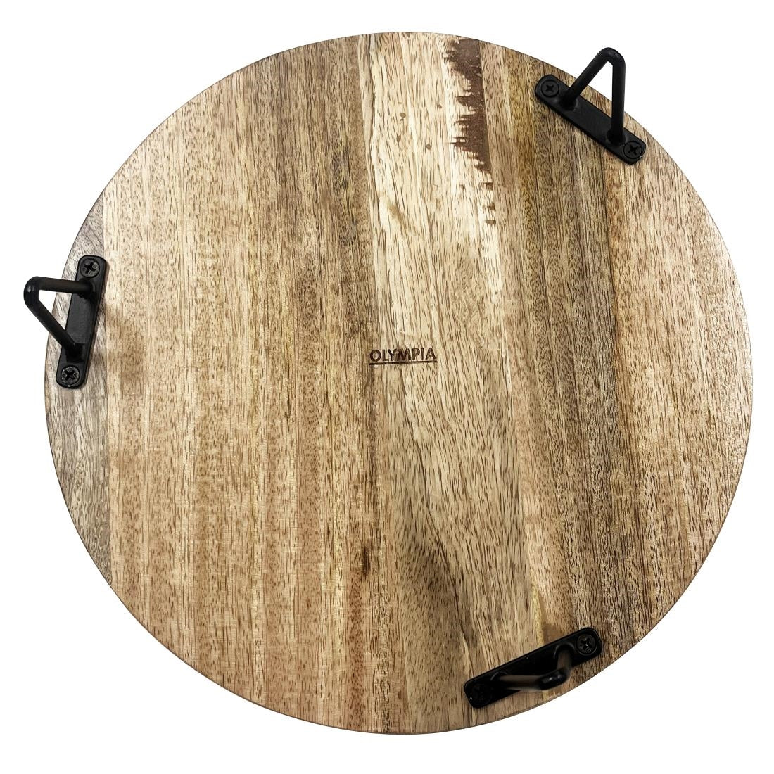 Olympia Ronde Display Standaard Mangohout met Metalen Poten 250x80mm