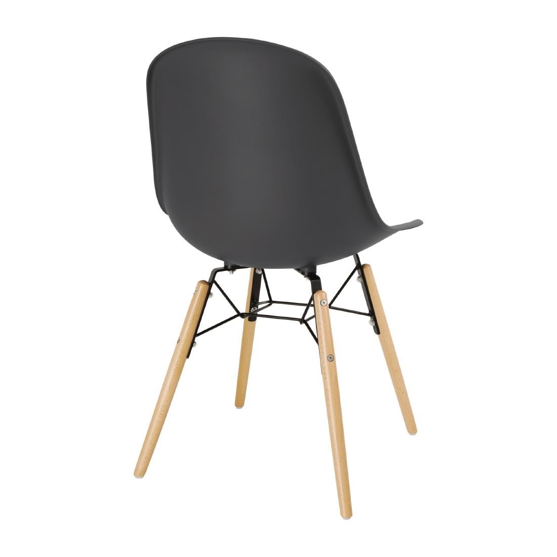 Bolero Arlo polypropyleen stoelen met houten poten grijs (2 stuks)