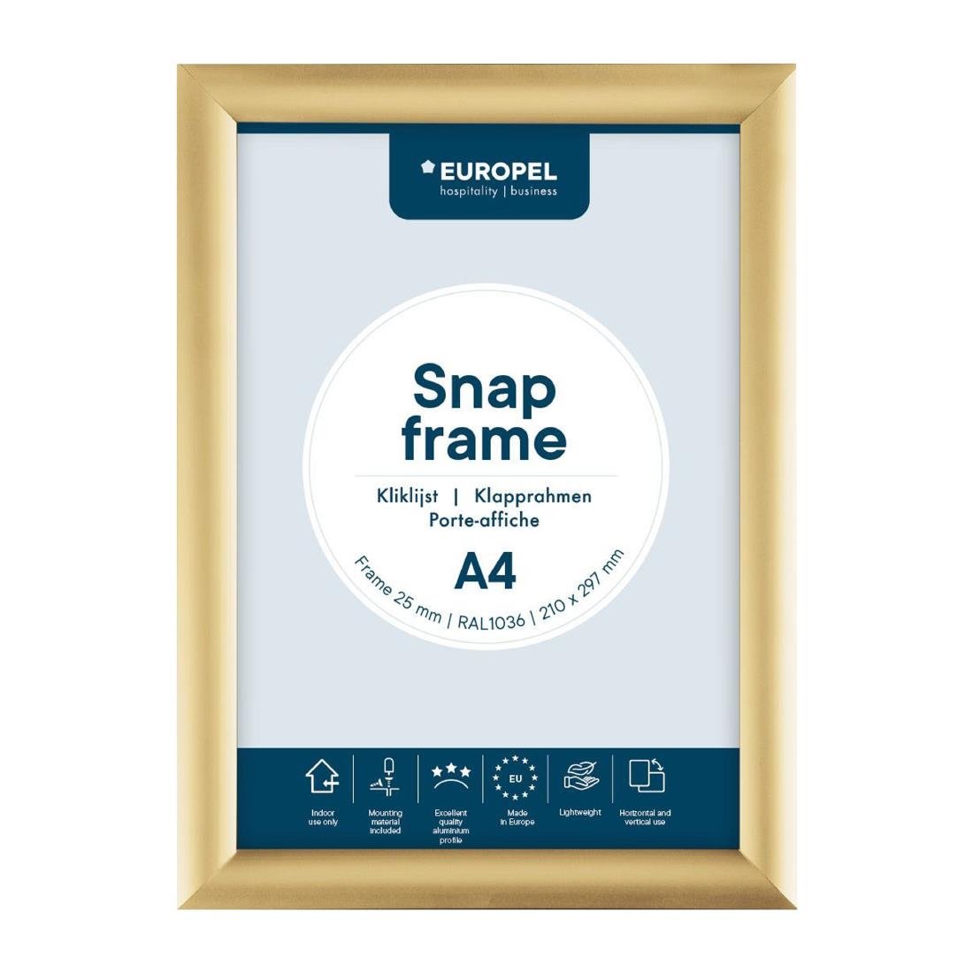 Europel Kliklijst A4 25mm Goud