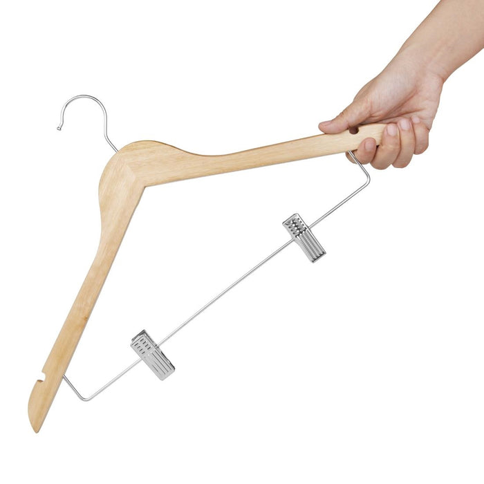 Bolero Houten Hanger Met Antislipclips (Pak Van 10)