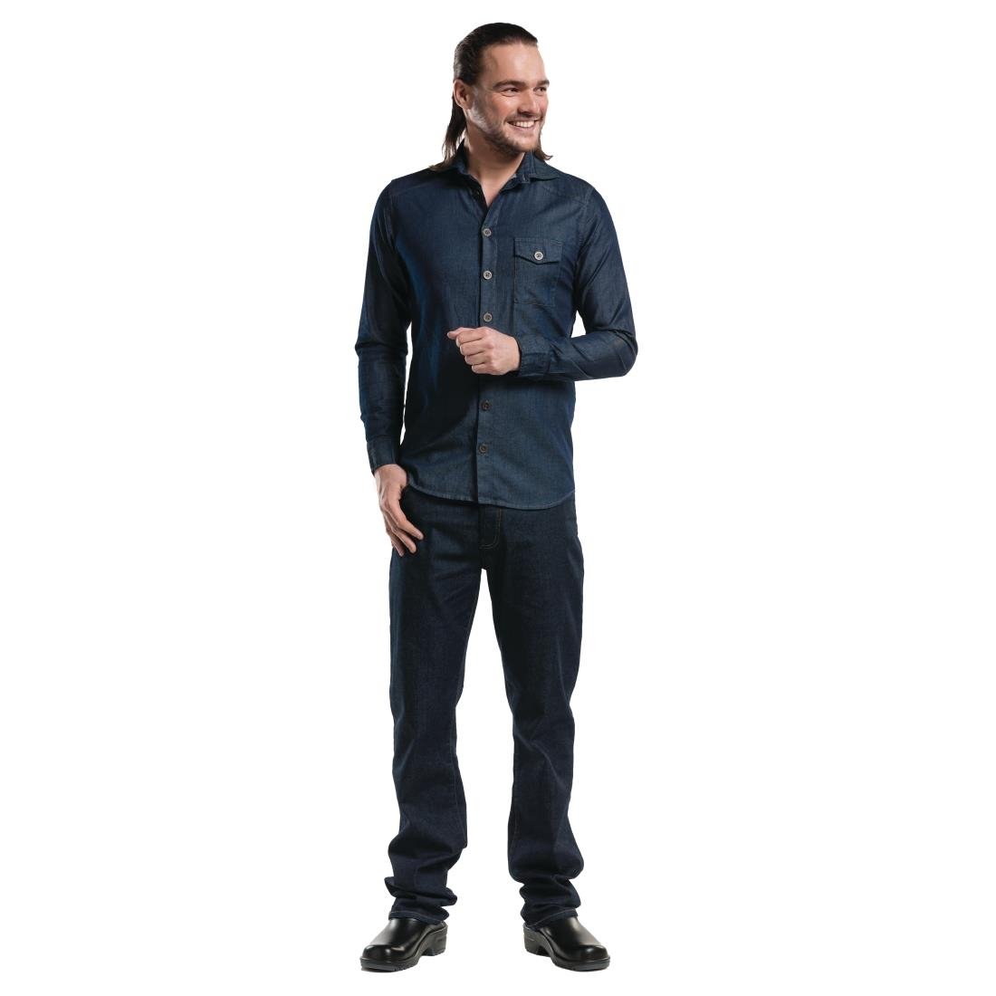 Chaud Devant Blue Denim Stretch heren blouse 3XL