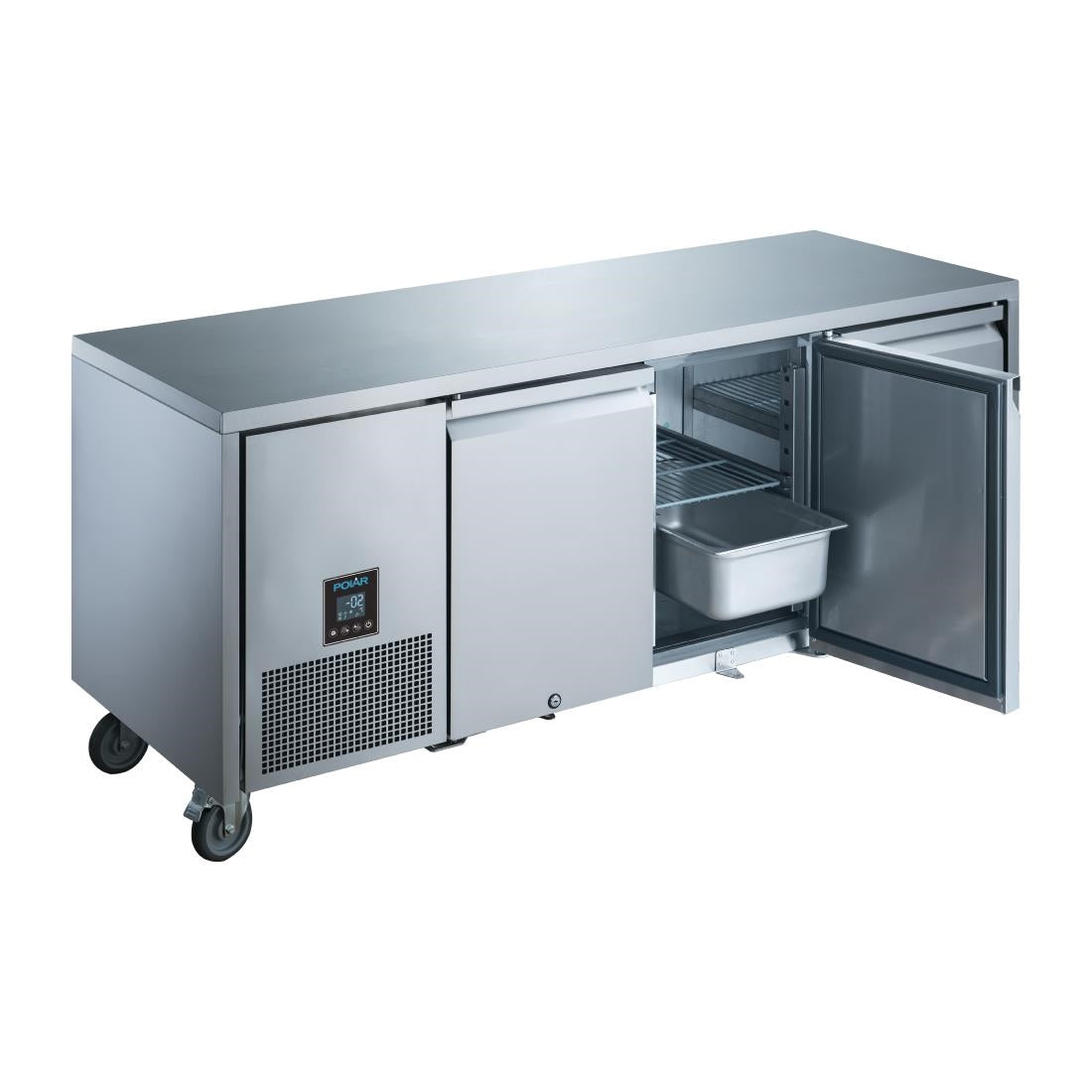 Polar U-serie driedeurs koelwerkbank 420L