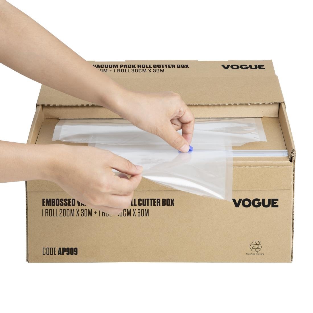 Vogue Vacuümverpakkingsrol Met Snijdoos (Reliëf) 200 mm En 300 mm Dubbelverpakking
