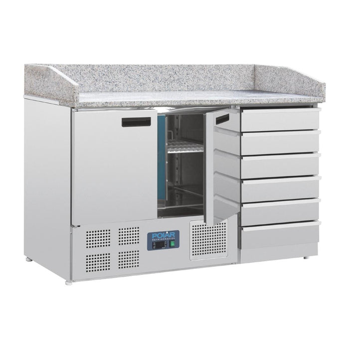 Polar g-serie dubbeldeurs pizzatoog met granieten blad en deeglades