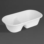 Fiesta Composteerbare Bagasse Ovale 2-Vak Container 900ml (Pak Van 100)