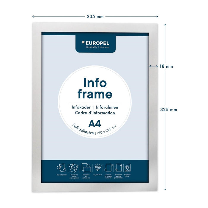 Europel Info Frame / Zelfklevende Set 2 Stuks A4 Zilver