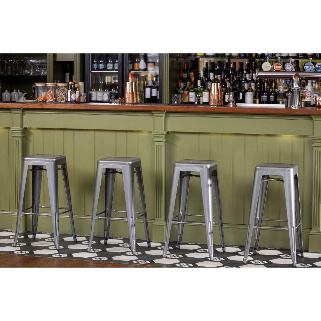 Bolero Bistro stalen barkruk grijs (4 stuks)