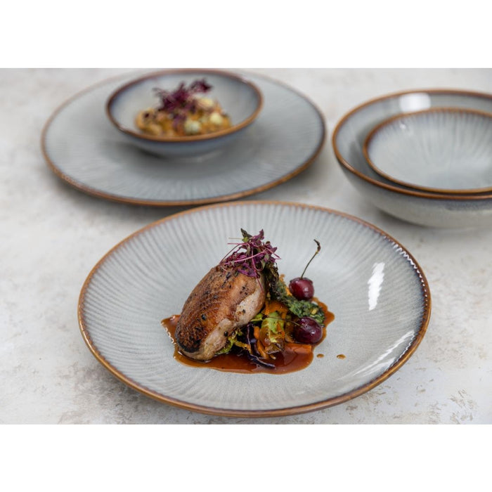 Olympia Drift Grijze Coupe Borden Met Reliëf, 220 mm (Pak Van 6)