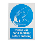 Vinylsticker A4 'Gelieve bij binnenkomst handreiniger te gebruiken'