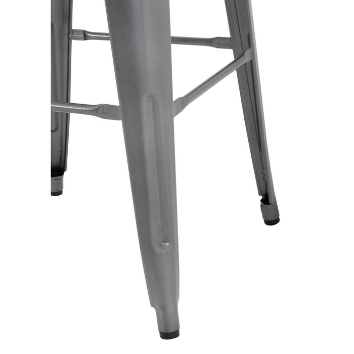 Bolero Bistro stalen barkruk met houten zitting - grijs (4 stuks)