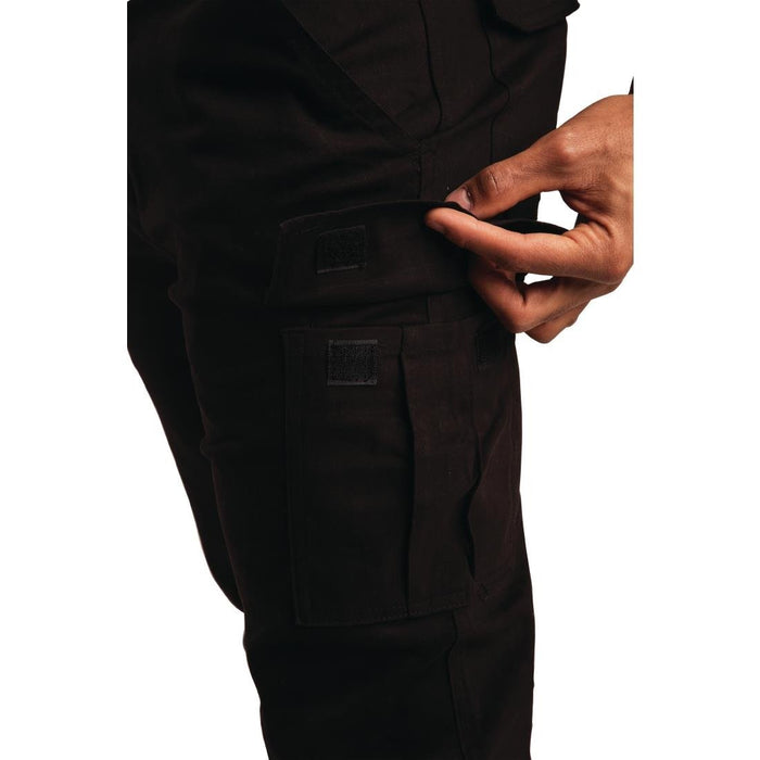 Slim fit stretch cargo broek zwart 34