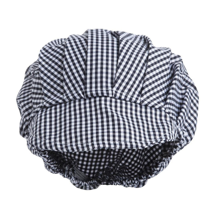 Whites polykatoen koksmuts met klep blauw-wit geruit