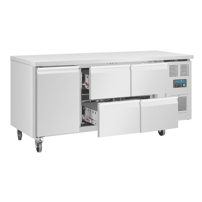 Polar U-serie koelwerkbank 1 deur 4 lades 358L