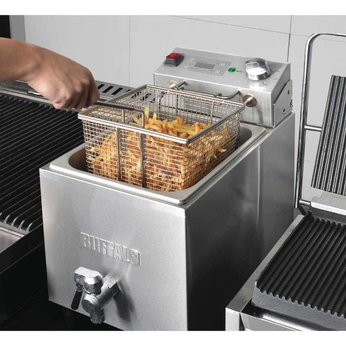 Buffalo enkelvoudige tank enkele mand 8ltr aanrecht friteuse met timer 2.9kw