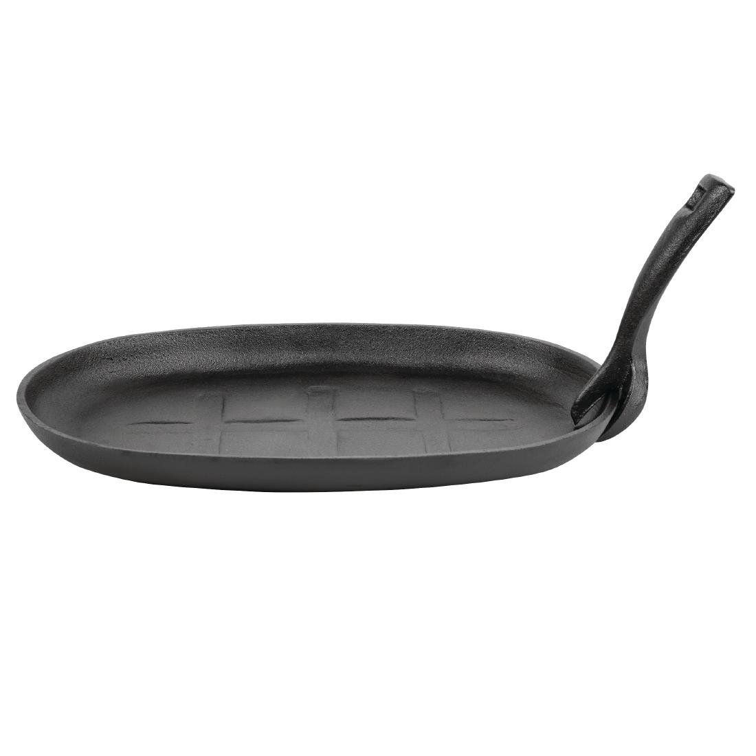 Olympia gietijzeren schaal/sizzle platter ovaal 28x19cm
