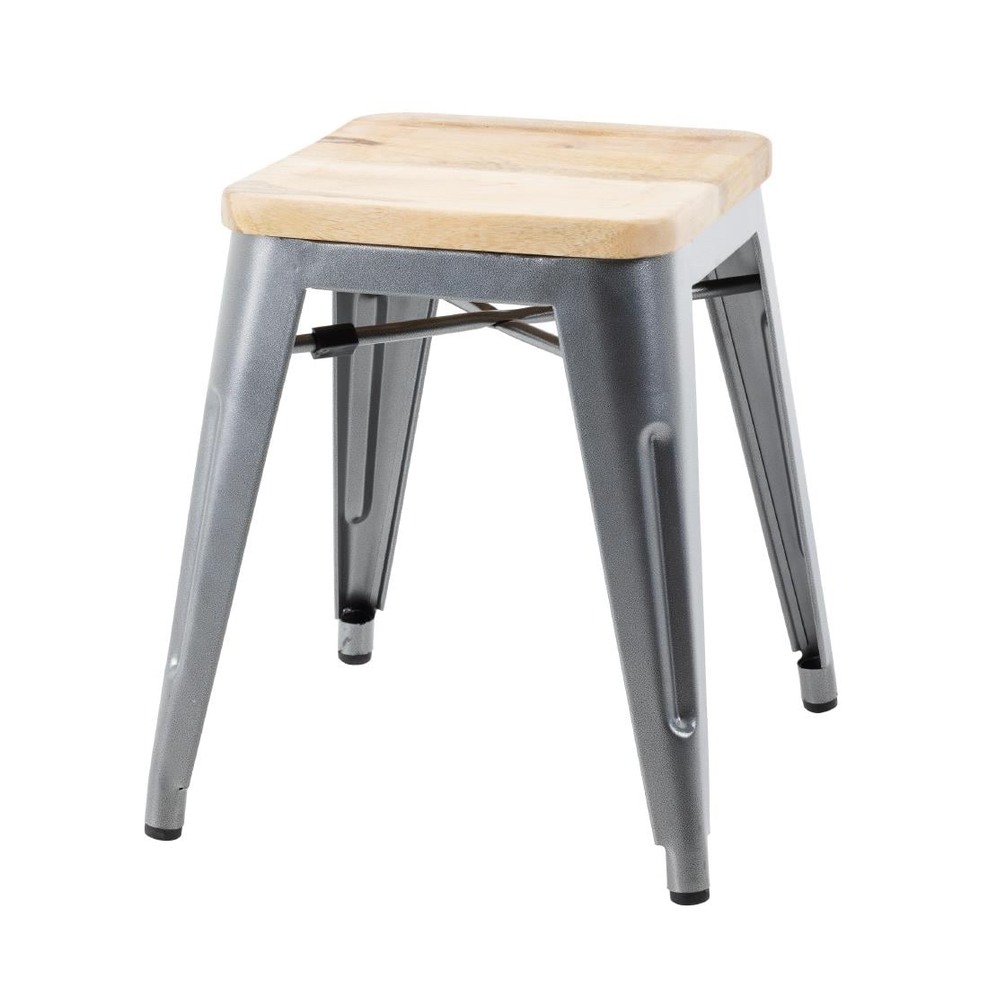 Bolero Bistro stalen kruk met houten zitting - grijs (4 stuks)
